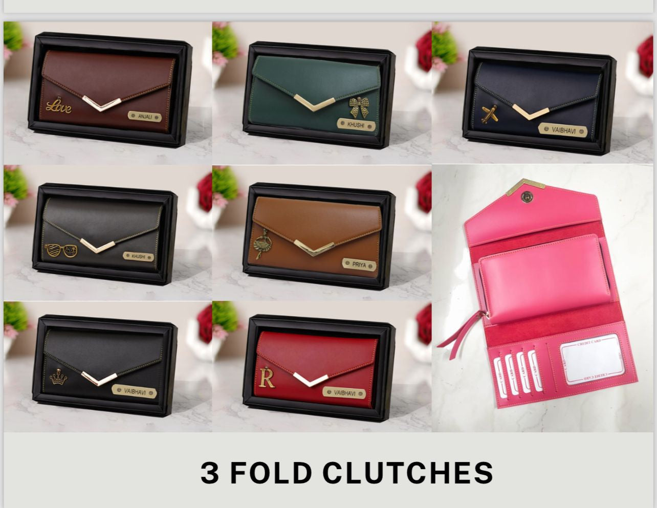 3 fold ladies wallet with name